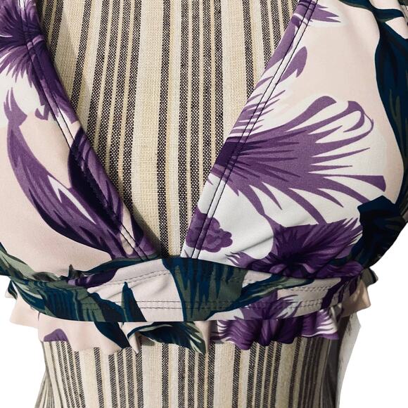 A.N.A A New Approach Purple & White Floral Crisscross Bikini Top Women Sz S - Picture 7 of 12